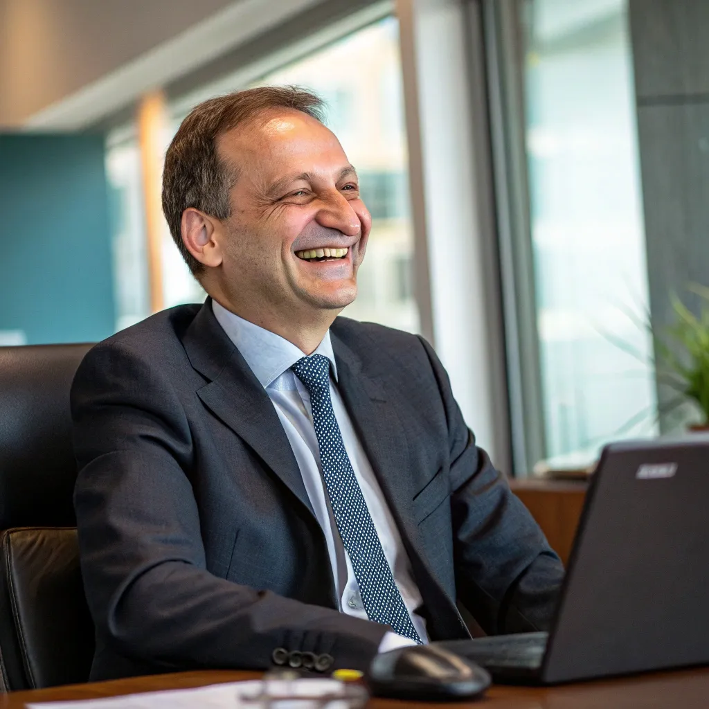 Smiling man in an office suit